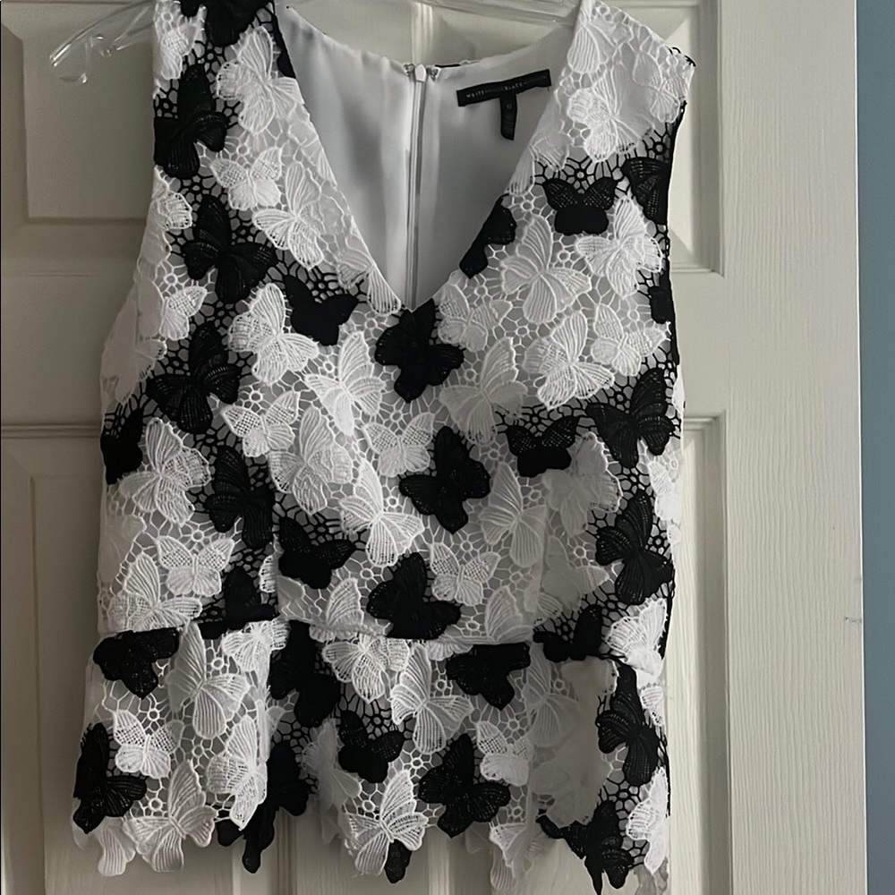 Black and White Peplum Blouse
